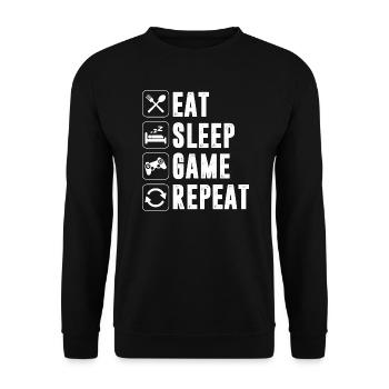 EAT SLEEP GAME REPEAT - Gamer Gift Idea Gamer - Unisex Sweatshirt - black - Front - Alina (178cm) & Michal (187cm)