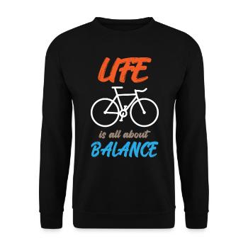Life Is All About Balance - Unisex Pullover - Schwarz - Vorne - Alina (178cm) & Michal (187cm)