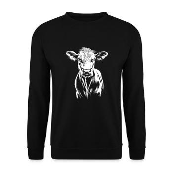 Cow Minimalist - Unisex Sweatshirt - black - Front - Alina (178cm) & Michal (187cm)