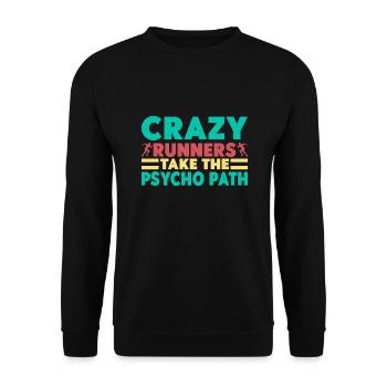 Running Crazy Runners Marathon Runner - Unisex Pullover - Schwarz - Vorne - Alina (178cm) & Michal (187cm)