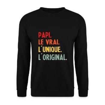 Papi Vrai Unique Original Fete des Peres Homme - Sweat-shirt Unisexe - noir - Devant - Alina (178cm) & Michal (187cm)