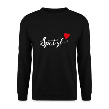 Spotzl Geschenk bayerischer Dialekt Valentinstag - Unisex Pullover - Schwarz - Vorne - Alina (178cm) & Michal (187cm)