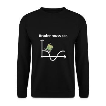 Witziges Matheshirt | Bruder muss cos - Unisex Pullover - Schwarz - Vorne - Alina (178cm) & Michal (187cm)