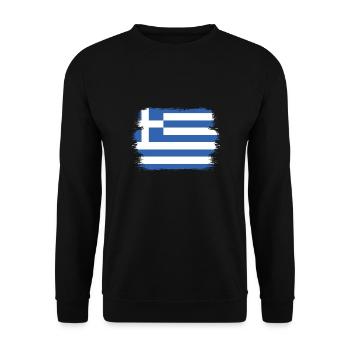 Griechenland Flagge Hellas Athen Griechische Fahne - Unisex Pullover - Schwarz - Vorne - Alina (178cm) & Michal (187cm)