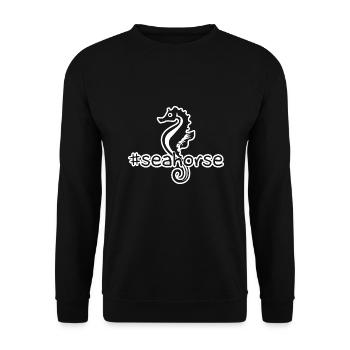 Funny Seahorse Hashtag - Unisex Sweatshirt - black - Front - Alina (178cm) & Michal (187cm)
