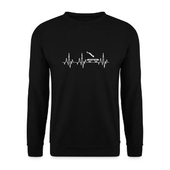 Herzschlag EKG Trampolin Turnen Springen Gymnastik - Unisex Pullover - Schwarz - Vorne - Alina (178cm) & Michal (187cm)