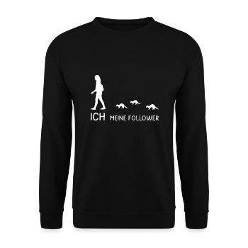 Süße Frettchen Spruch Ich Meine Follower - Unisex Pullover - Schwarz - Vorne - Alina (178cm) & Michal (187cm)
