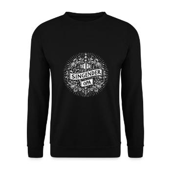 Singender Opa - unser Opa Großvater singt gerne - Unisex Pullover - Schwarz - Vorne - Alina (178cm) & Michal (187cm)