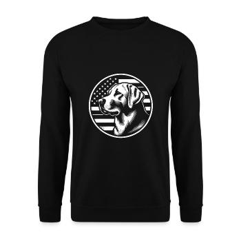 Labrador Retriever Lab with American Flag - Unisex Sweatshirt - black - Front - Alina (178cm) & Michal (187cm)