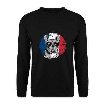 Bouledogue français Frenchie avec lunettes de soleil - Sweat-shirt Unisexe - noir - Devant - Alina (178cm) & Michal (187cm)