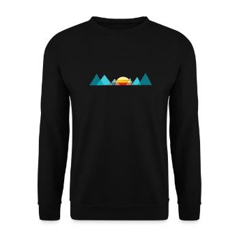 Soleil et montagnes I Motif géométrique I cadeau - Sweat-shirt Unisexe - noir - Devant - Alina (178cm) & Michal (187cm)