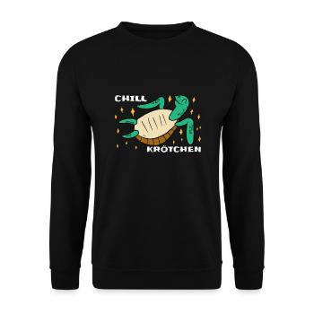 Chill Krötchen Schildkröte Chillen Turtle Relax - Unisex Pullover - Schwarz - Vorne - Alina (178cm) & Michal (187cm)