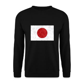 Japan Flagge Used Look Nihon Japanische Fahne - Unisex Pullover - Schwarz - Vorne - Alina (178cm) & Michal (187cm)