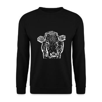 Don de vache Tête de vache Fermier Fermier - Sweat-shirt Unisexe - noir - Devant - Alina (178cm) & Michal (187cm)