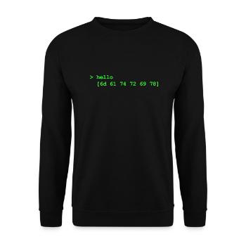 Hello Matrix hex - Sweat-shirt Unisexe - noir - Devant - Alina (178cm) & Michal (187cm)