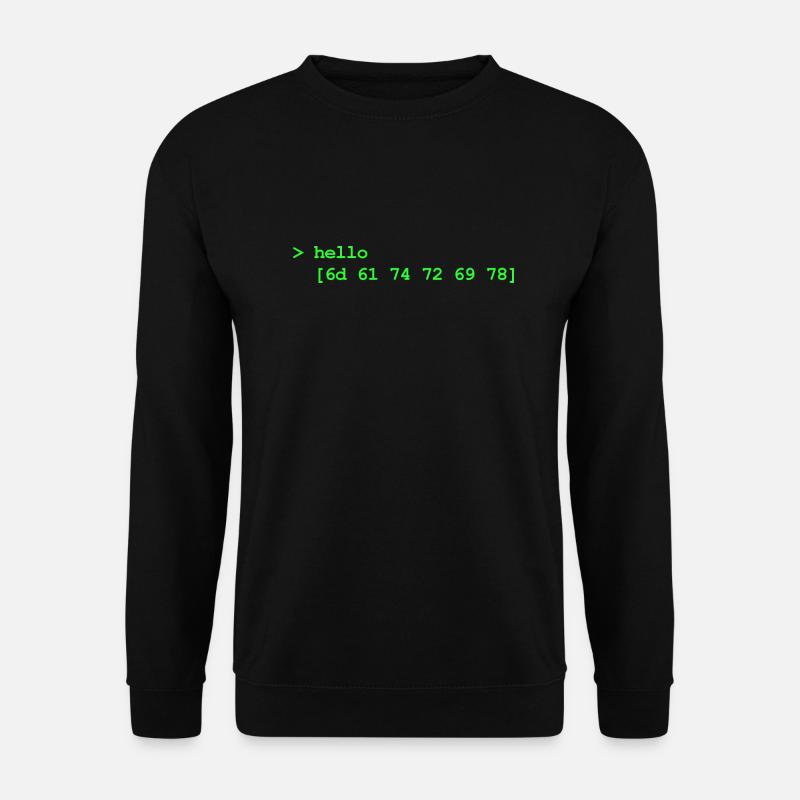 Hello Matrix hex - Sweat-shirt Unisexe - noir