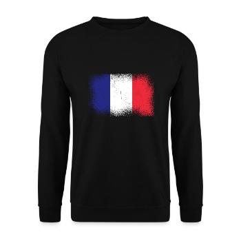 Frankreich Flagge Used Look Französische Fahne - Unisex Pullover - Schwarz - Vorne - Alina (178cm) & Michal (187cm)
