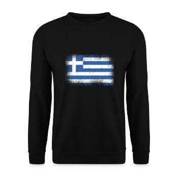Griechenland Flagge Hellas Athen Griechische Fahne - Unisex Pullover - Schwarz - Vorne - Alina (178cm) & Michal (187cm)