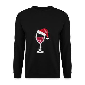 Weinglas Weihnachten für Weintrinker und Winzer - Unisex Pullover - Schwarz - Vorne - Alina (178cm) & Michal (187cm)