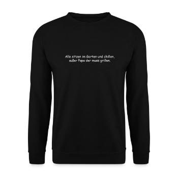alle sitzen im garten und chillen - Unisex Pullover - Schwarz - Vorne - Alina (178cm) & Michal (187cm)