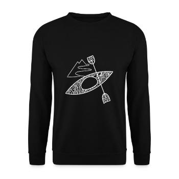 Kajak lustige Kajak-Zeichnung - Unisex Pullover - Schwarz - Vorne - Alina (178cm) & Michal (187cm)