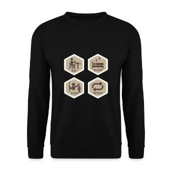Lustiger Angler Fischer Spruch Angeln - Unisex Pullover - Schwarz - Vorne - Alina (178cm) & Michal (187cm)