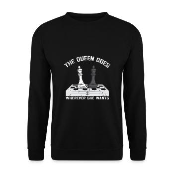 Lusitger Schachspieler Spruch I Schach - Unisex Pullover - Schwarz - Vorne - Alina (178cm) & Michal (187cm)