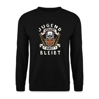 La jeunesse passe, la soif reste la chemise - Funny Spru - Sweat-shirt Unisexe - noir - Devant - Alina (178cm) & Michal (187cm)