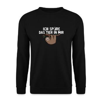 Spruch Faul Langsam Faultier Faul Tier - Unisex Pullover - Schwarz - Vorne - Alina (178cm) & Michal (187cm)
