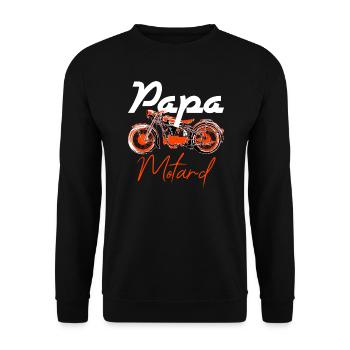 Papa motard - Sweat-shirt Unisexe - noir - Devant - Alina (178cm) & Michal (187cm)