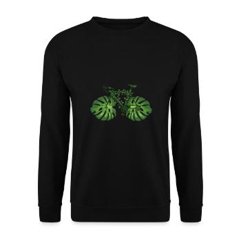 Comic - Bicycle Nature Leaf Green - Unisex Sweatshirt - black - Front - Alina (178cm) & Michal (187cm)
