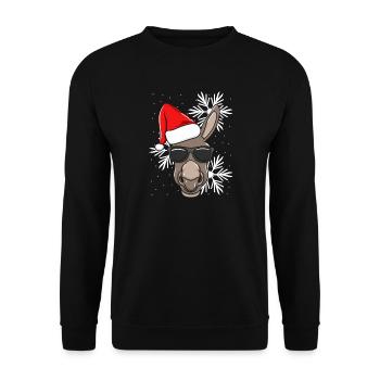 Lustige Weihnachten Esel-Liebhaber - Unisex Pullover - Schwarz - Vorne - Alina (178cm) & Michal (187cm)
