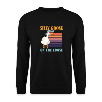 Stupid goose at large Hilarious saying - Unisex Sweatshirt - black - Front - Alina (178cm) & Michal (187cm)