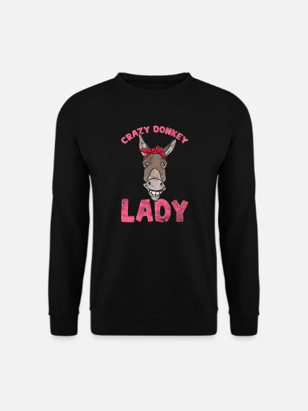 Verrückte Eseldame Urkomische Esel-Liebhaberin Fra - Unisex Pullover - Schwarz