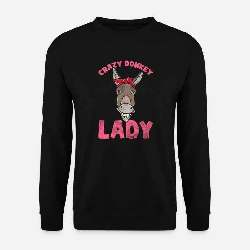 Verrückte Eseldame Urkomische Esel-Liebhaberin Fra - Unisex Pullover - Schwarz