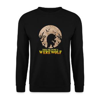Glaub mir, ich bin kein Werwolf Halloween - Unisex Pullover - Schwarz - Vorne - Alina (178cm) & Michal (187cm)