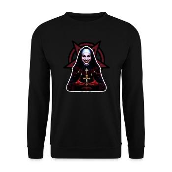 Priesterin des Todes Pentagramm - Unisex Pullover - Schwarz - Vorne - Alina (178cm) & Michal (187cm)