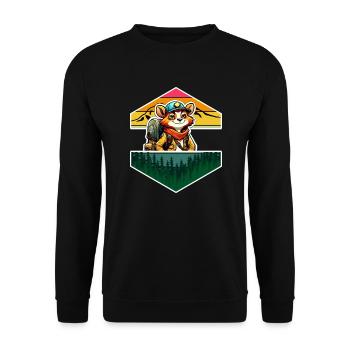Roter Panda Comic Abenteuer Wald Gebirge - Unisex Pullover - Schwarz - Vorne - Alina (178cm) & Michal (187cm)