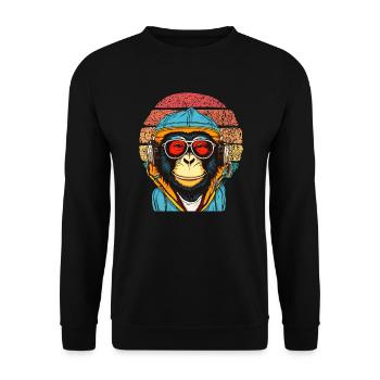 Chill Monkey Sunglasses Relaxed Chimpanzee - Unisex Sweatshirt - black - Front - Alina (178cm) & Michal (187cm)