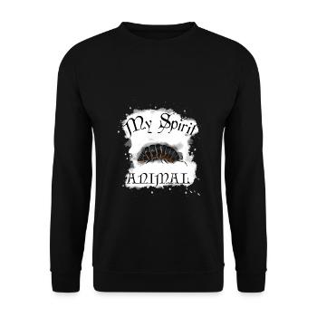 Kellerassel my Spirit Animal Armadillidiidae Insek - Unisex Pullover - Schwarz - Vorne - Alina (178cm) & Michal (187cm)