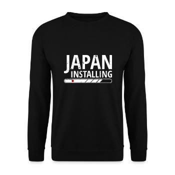 Japan Flagge Used Look Nihon Japanische Fahne - Unisex Pullover - Schwarz - Vorne - Alina (178cm) & Michal (187cm)