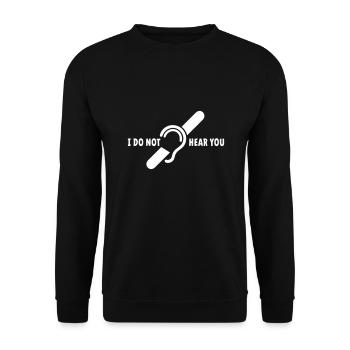 I do not hear you. Deaf, hard of hearing logo - Unisex Sweatshirt - black - Front - Alina (178cm) & Michal (187cm)