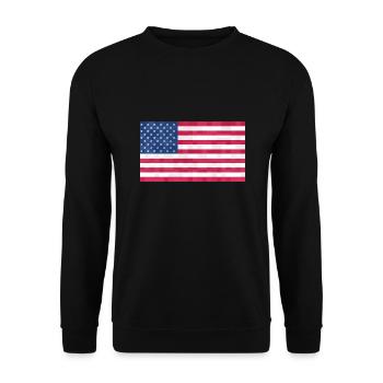 USA Flagge Amerika Fahne Stars & Stripes Patriot - Unisex Pullover - Schwarz - Vorne - Alina (178cm) & Michal (187cm)