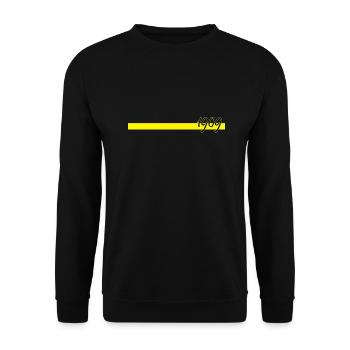 1909 mit gelbem Balken - Unisex Pullover - Schwarz - Vorne - Alina (178cm) & Michal (187cm)