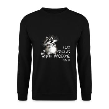 I Really Love Raccons Wachbär Liebhaber - Unisex Pullover - Schwarz - Vorne - Alina (178cm) & Michal (187cm)