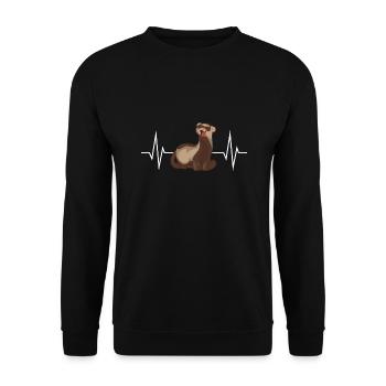 cute ferret heartbeat pulse - Unisex Sweatshirt - black - Front - Alina (178cm) & Michal (187cm)