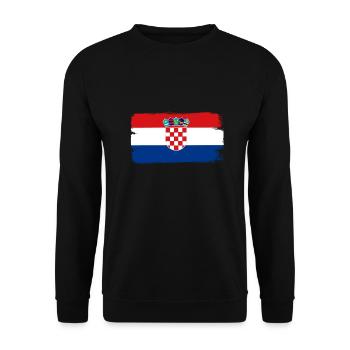 Kroatien Flagge Adria Zagreb Kroatische Fahne - Unisex Pullover - Schwarz - Vorne - Alina (178cm) & Michal (187cm)