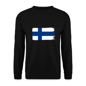 Finnland Flagge Suomi Finnische Fahne Used Look - Unisex Pullover - Schwarz - Vorne - Alina (178cm) & Michal (187cm)