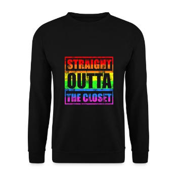 STRAIGHT OUTTA THE CLOSET Gay LGBT Pride CSD - Unisex Sweatshirt - black - Front - Alina (178cm) & Michal (187cm)