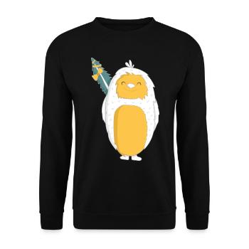 Yeti mit Tannenbaum - Unisex Pullover - Schwarz - Vorne - Alina (178cm) & Michal (187cm)